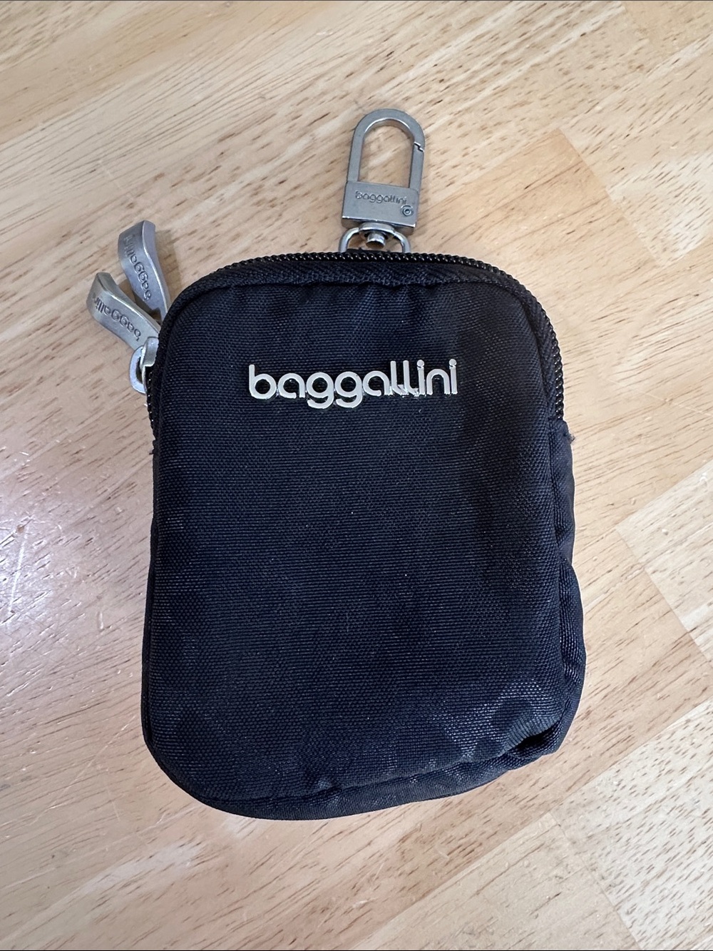 Baggallini Black Quilted Travel Pouch with Clip